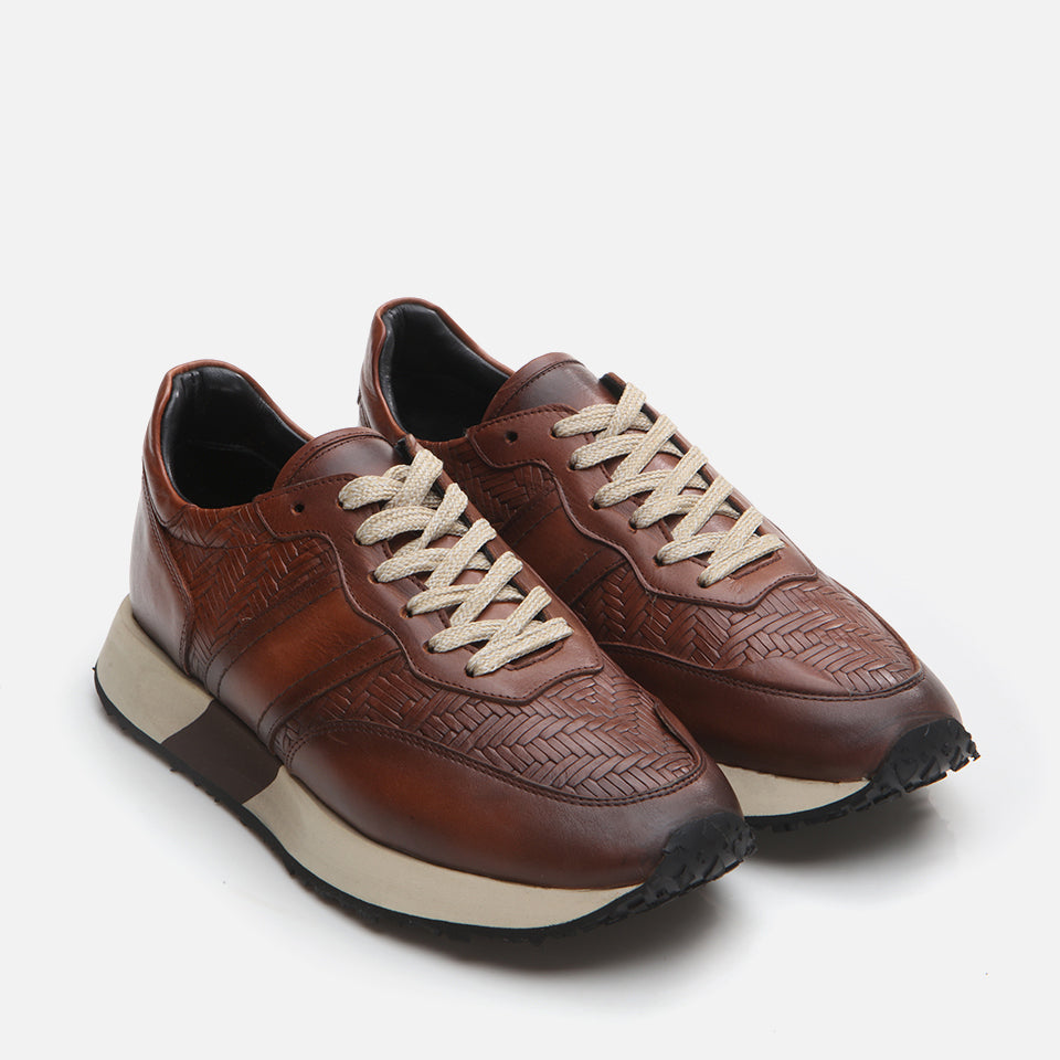 Men’s Genuine Leather Trainers - Brown