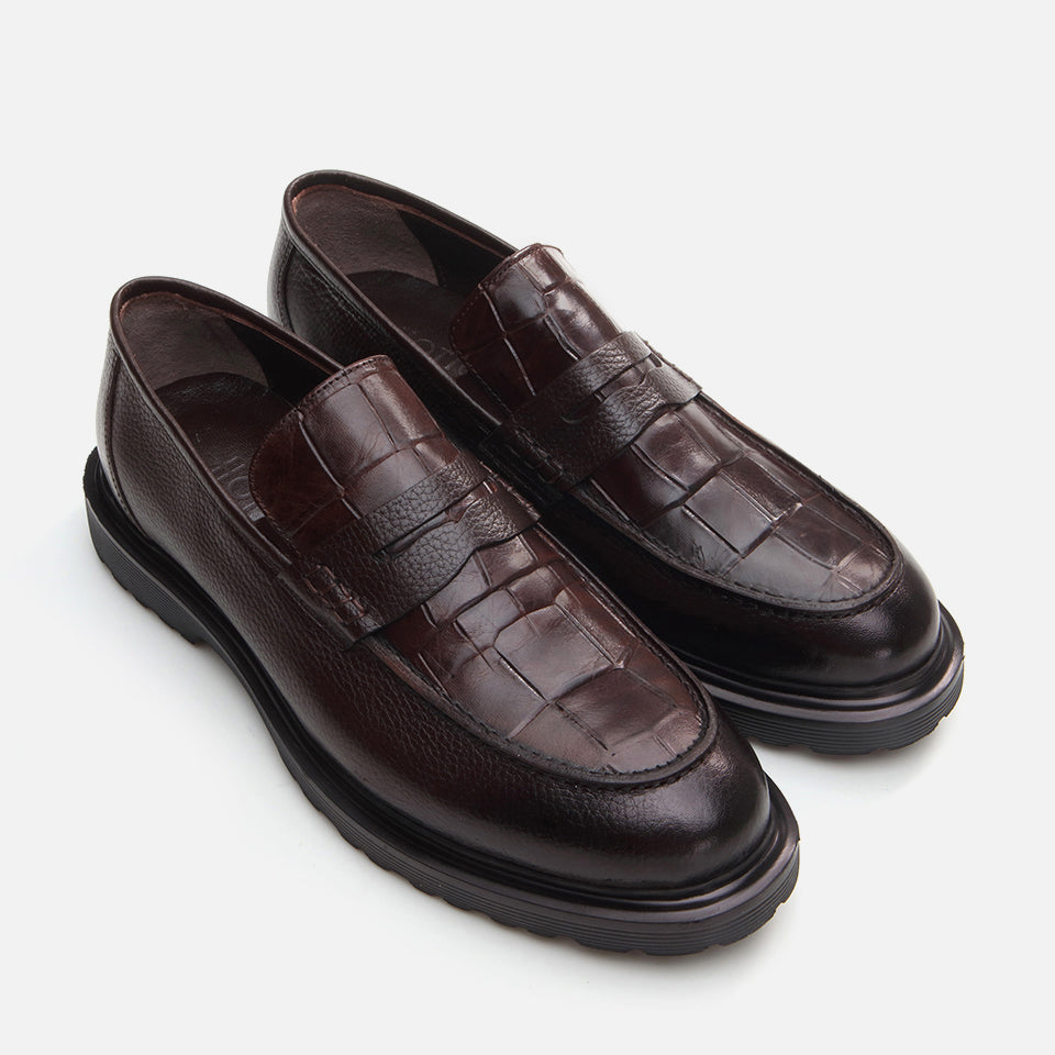 Men’s Genuine Leather Casual Shoes - Brown