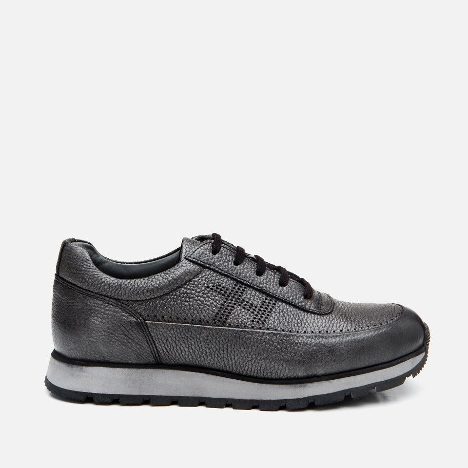 Men’s Leather Trainer - Anthracite