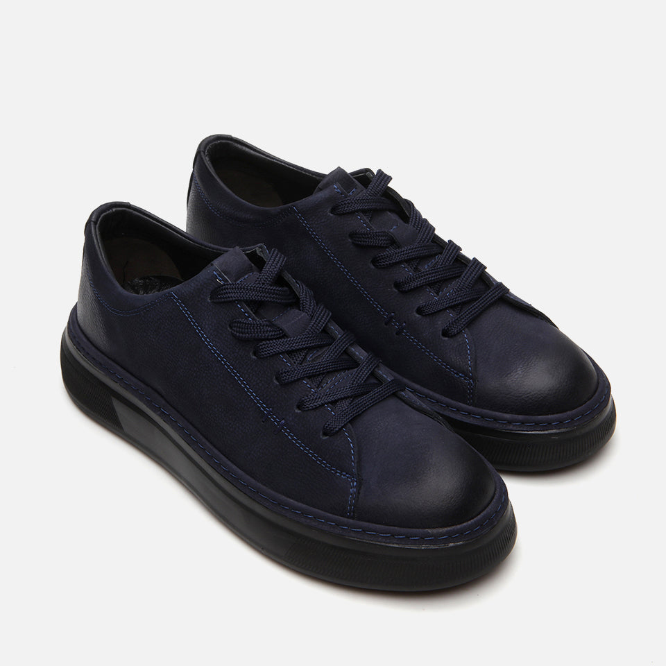 Men’s Genuine Leather Casual Shoes - Navy