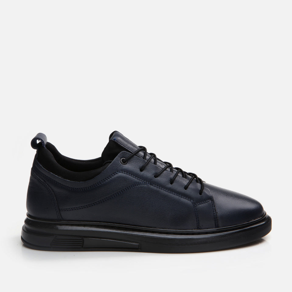 Men’s Genuine Leather Trainers - Navy
