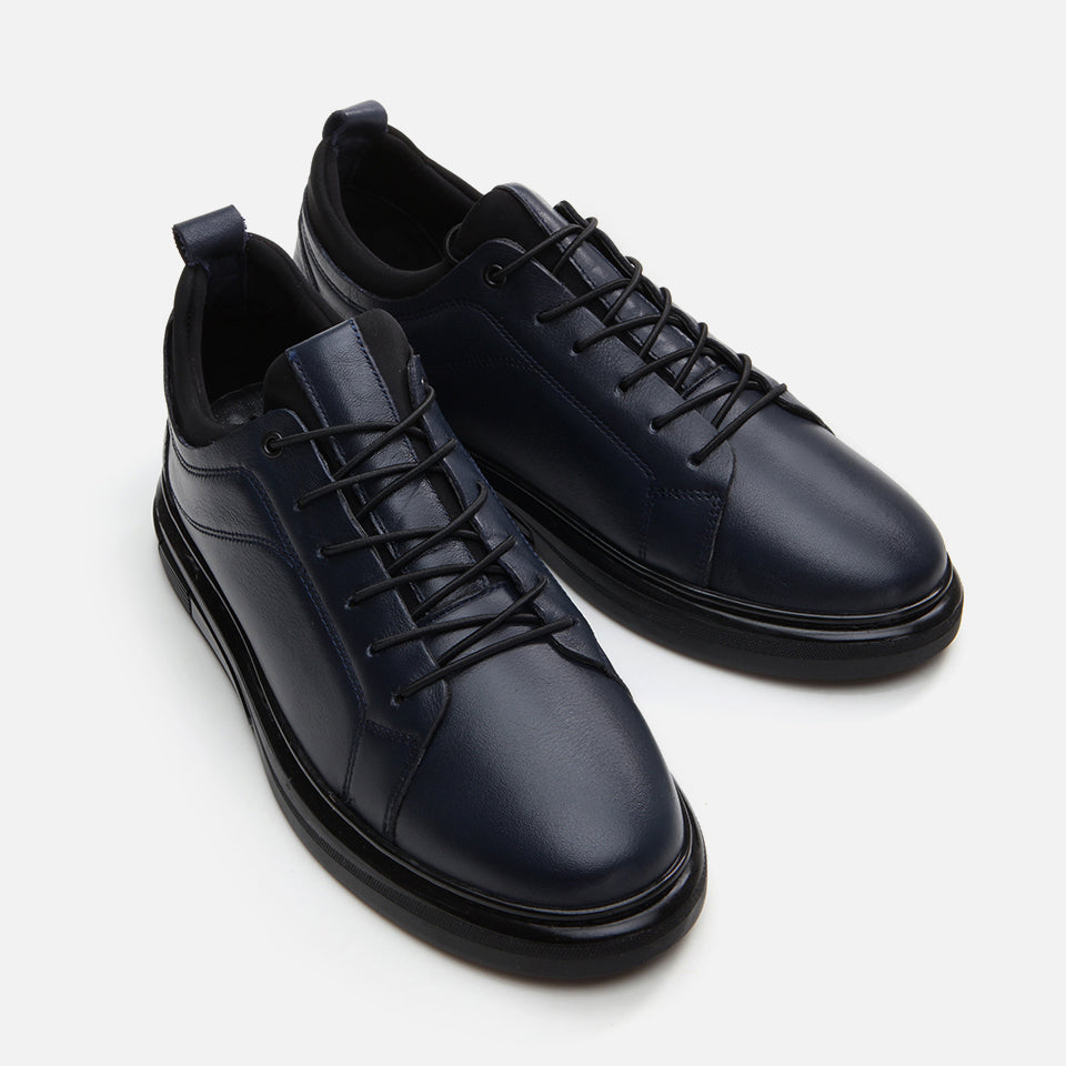 Men’s Genuine Leather Trainers - Navy