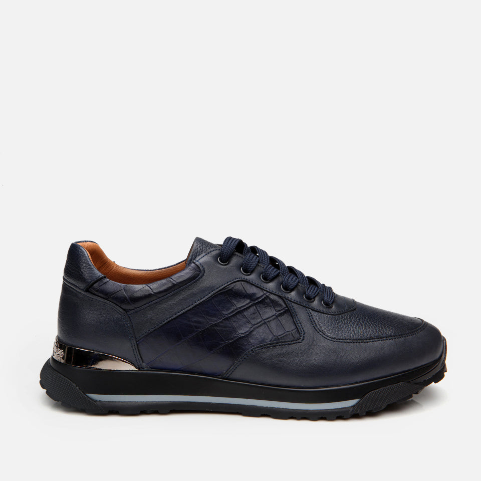 Men’s Leather Trainers - Navy