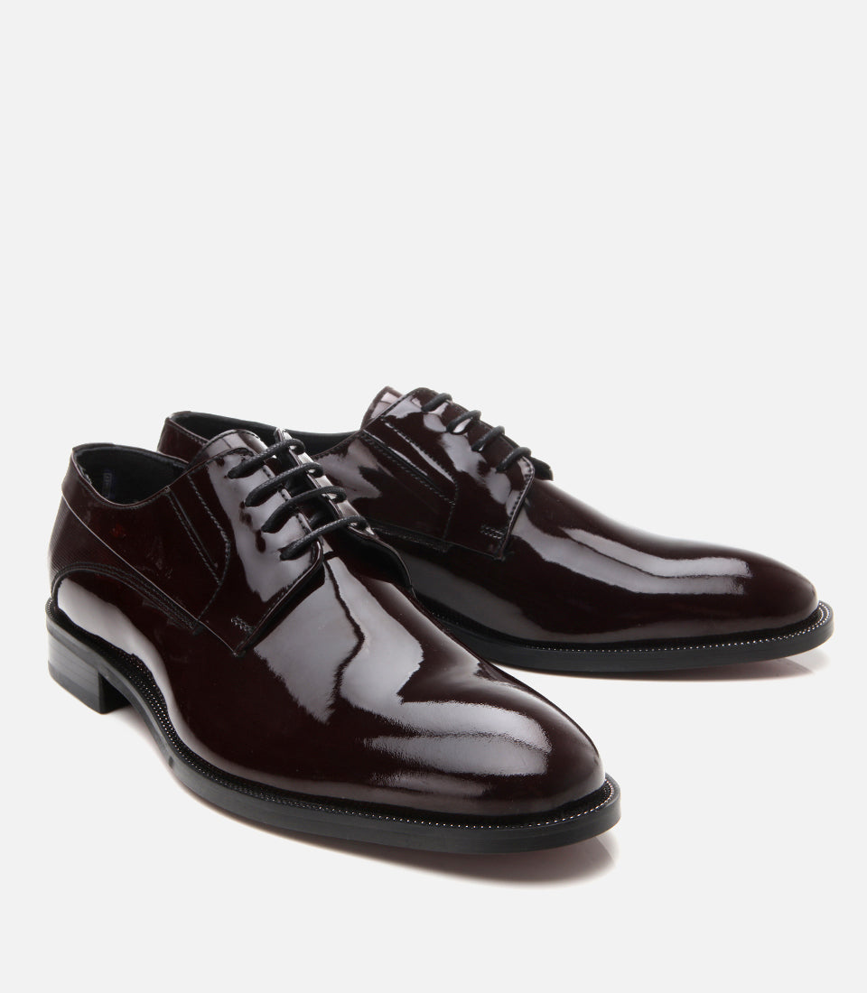 Men’s Patent Leather Shoes - Burgundy