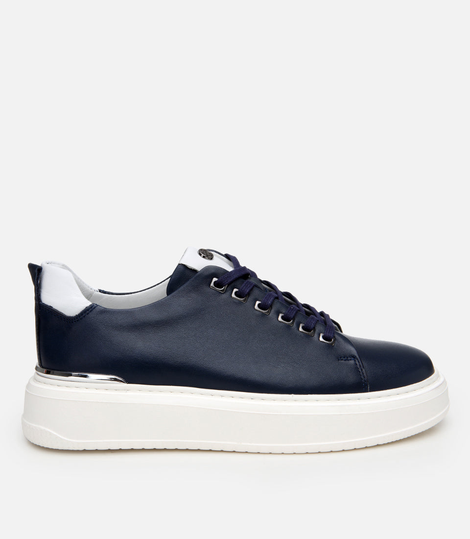 Men’s Leather Trainers - Navy