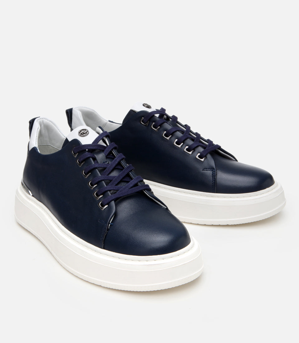 Men’s Leather Trainers - Navy
