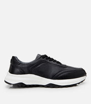 Men’s Leather Flexible-Sole Trainers - Black