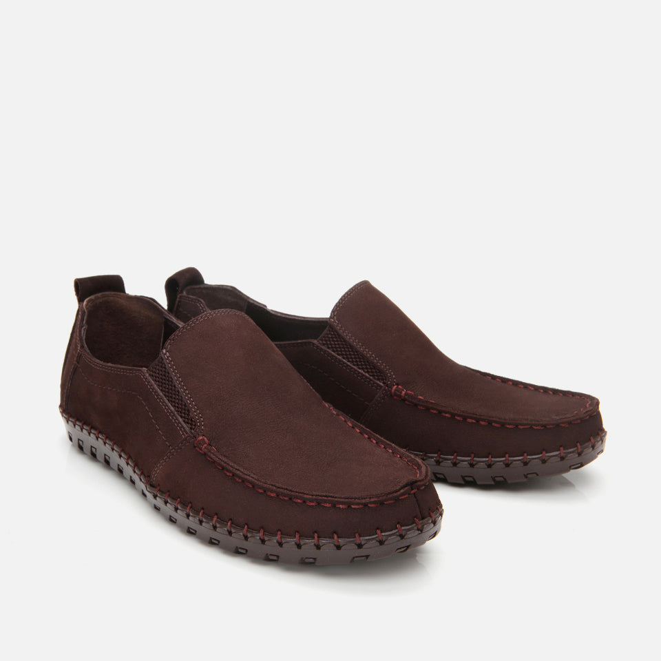 Men's Suede Slip-On Sneakers - Brown