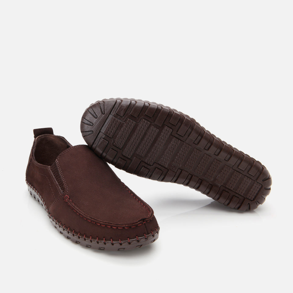 Men's Suede Slip-On Sneakers - Brown
