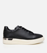 Men’s Leather Buckle Detail Trainers - Black