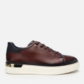 Men’s Leather Buckle Detail Trainers - Brown