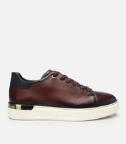 Men’s Leather Buckle Detail Trainers - Brown