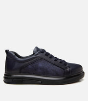 Men’s Leather Trainers - Navy