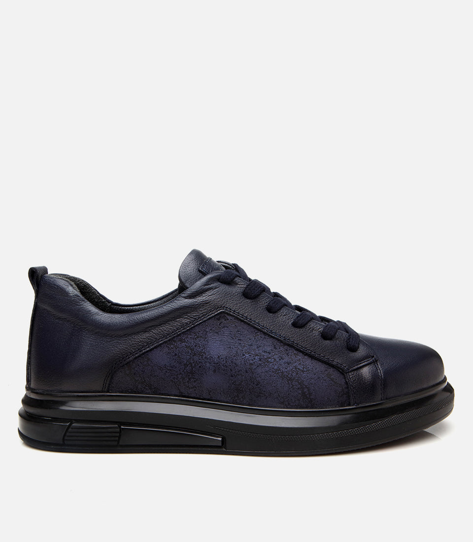 Men’s Leather Trainers - Navy