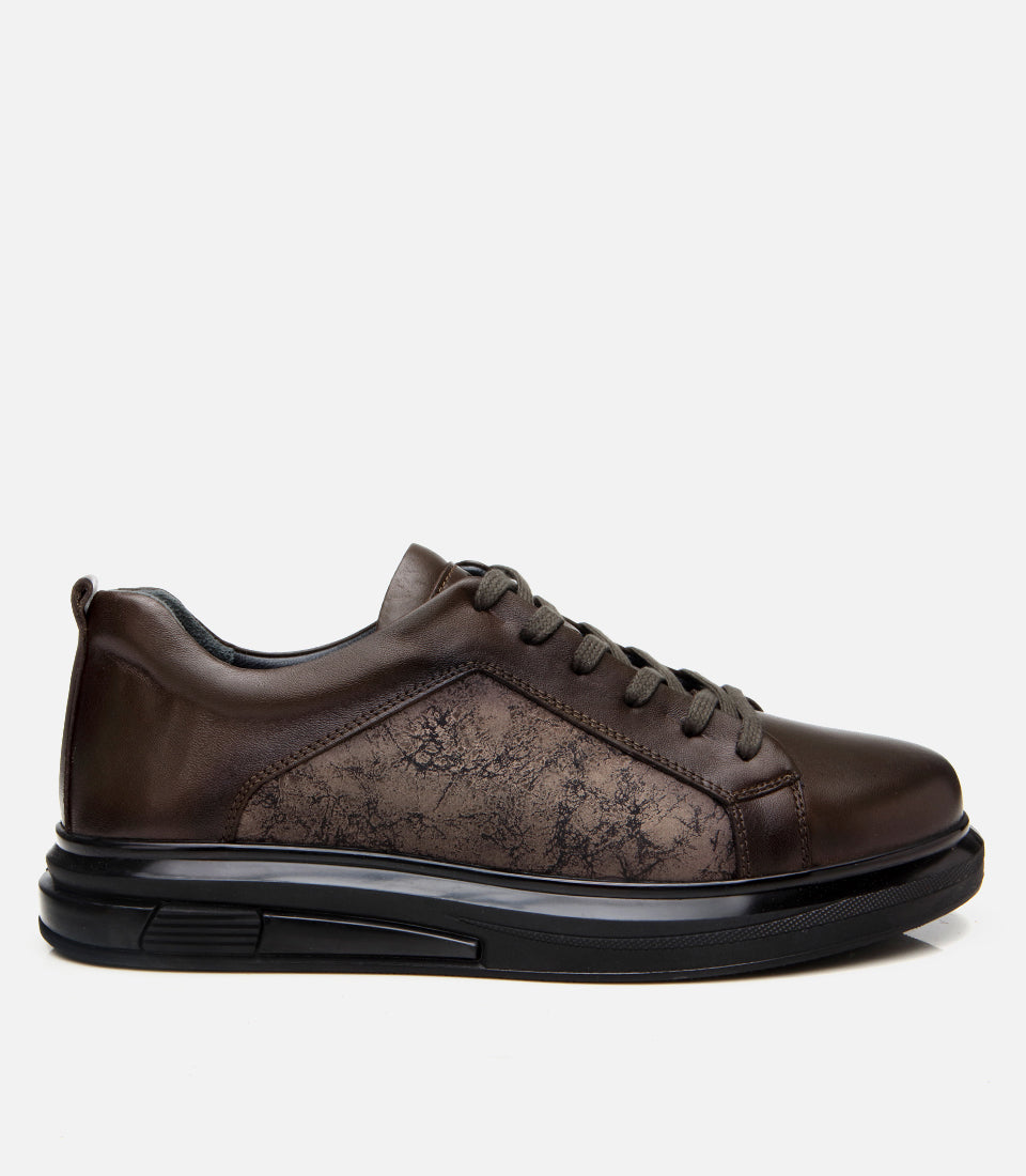 Men’s Leather Trainers - Khaki