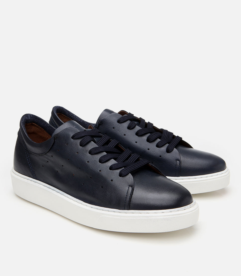 Men's Leather Sneakers - Navy
