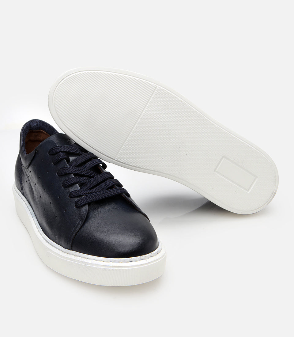 Men's Leather Sneakers - Navy
