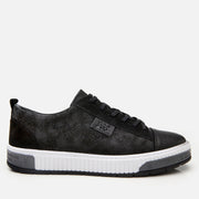 Men’s Leather Patterned Trainers - Black