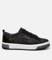 Men’s Leather Patterned Trainers - Black