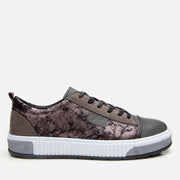 Men’s Leather Patterned Trainers - Grey