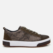 Men’s Leather Patterned Trainers - Khaki