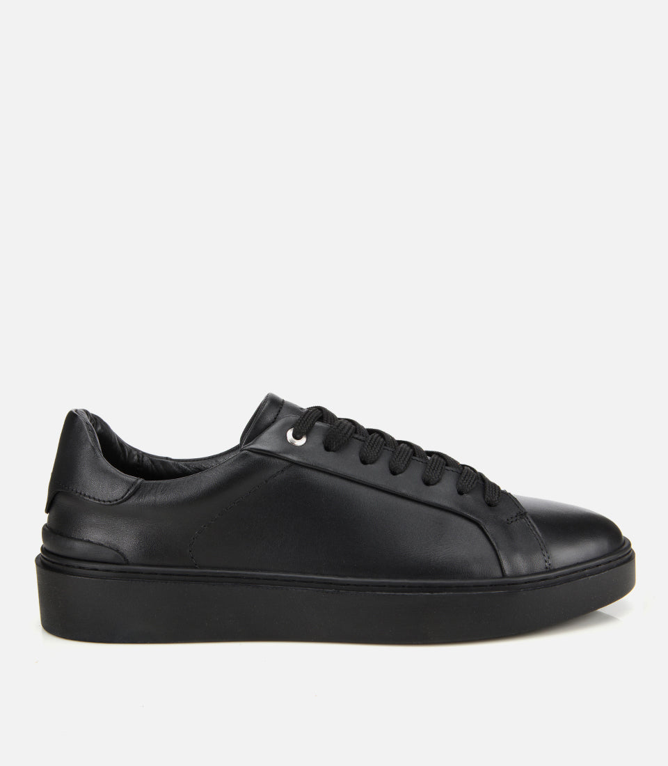 Men’s Genuine Leather Casual Trainers - Black