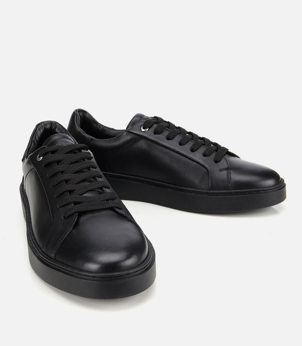 Men’s Genuine Leather Casual Trainers - Black