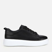 Men’s Genuine Leather Chunky Sole Trainers - Black