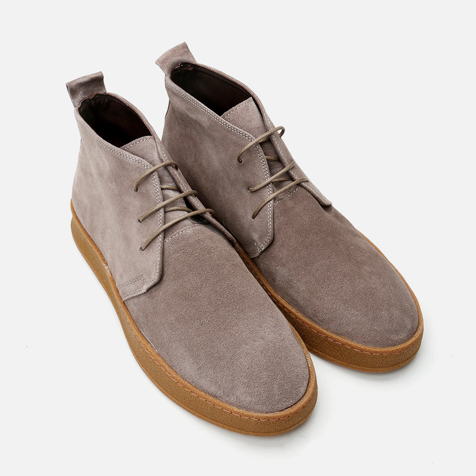 Men’s Genuine Leather Casual Boots - Taupe