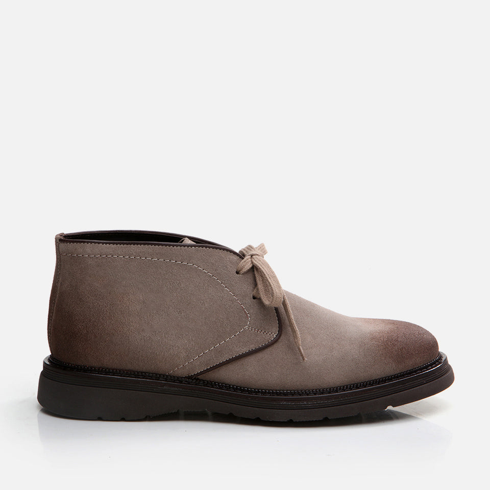 Men’s Genuine Leather Casual Boots - Taupe