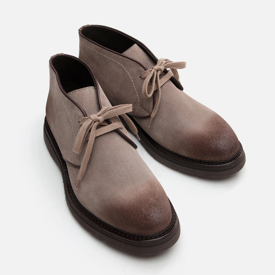 Men’s Genuine Leather Casual Boots - Taupe