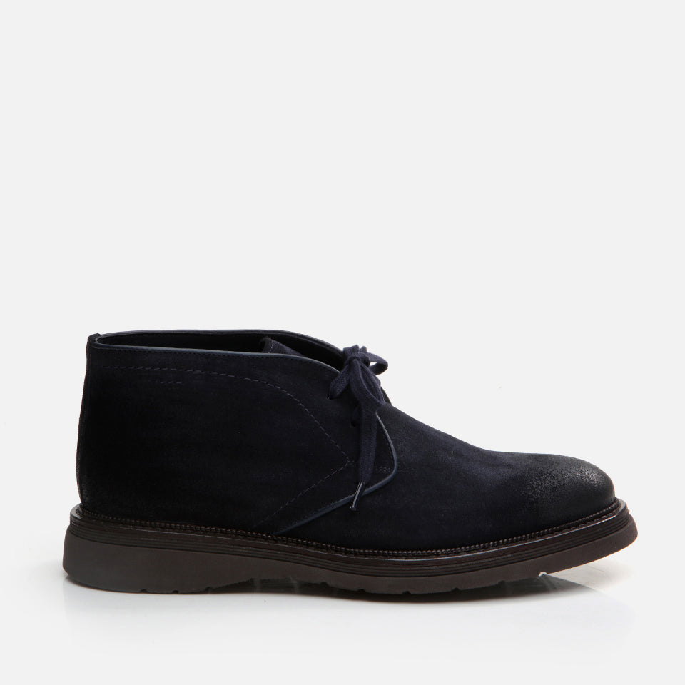 Men’s Genuine Leather Casual Boots - Navy