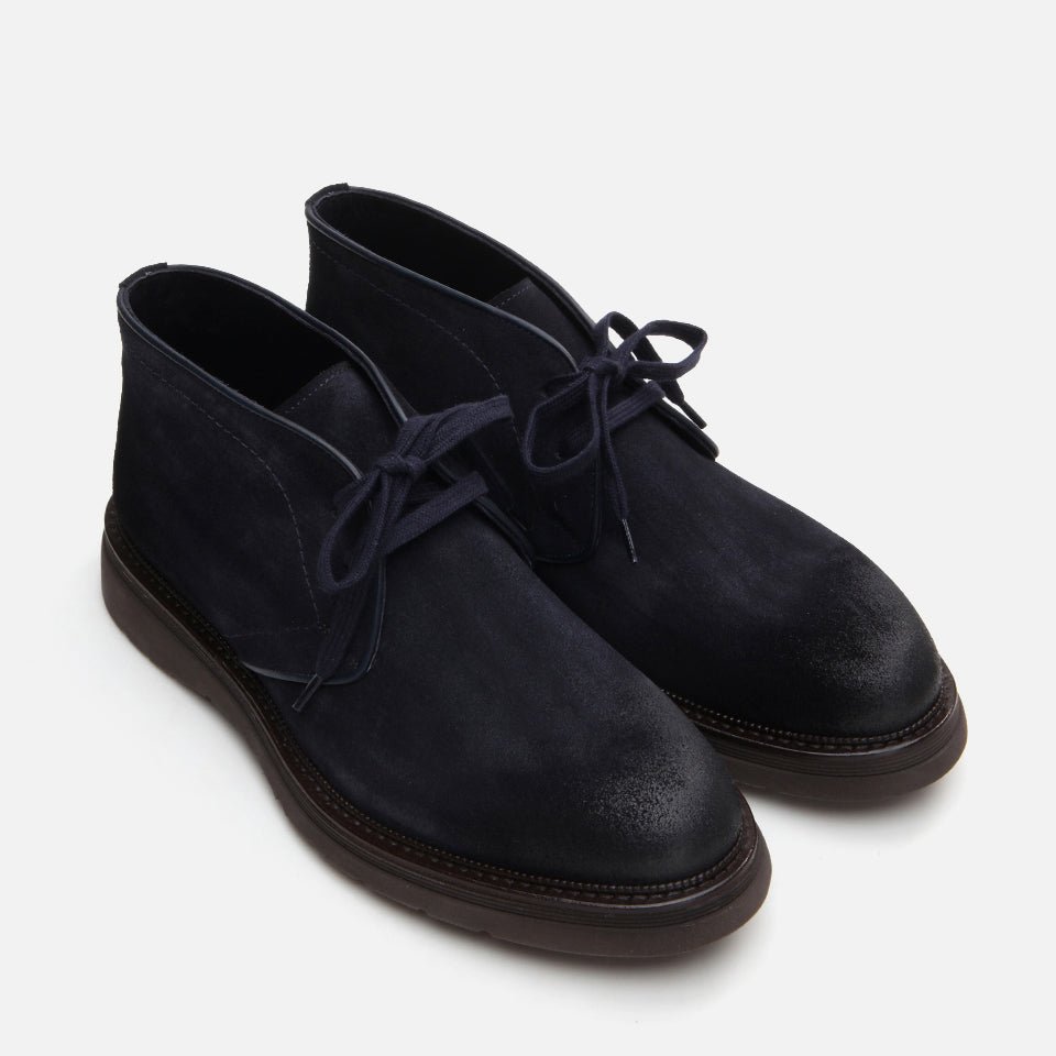 Men’s Genuine Leather Casual Boots - Navy