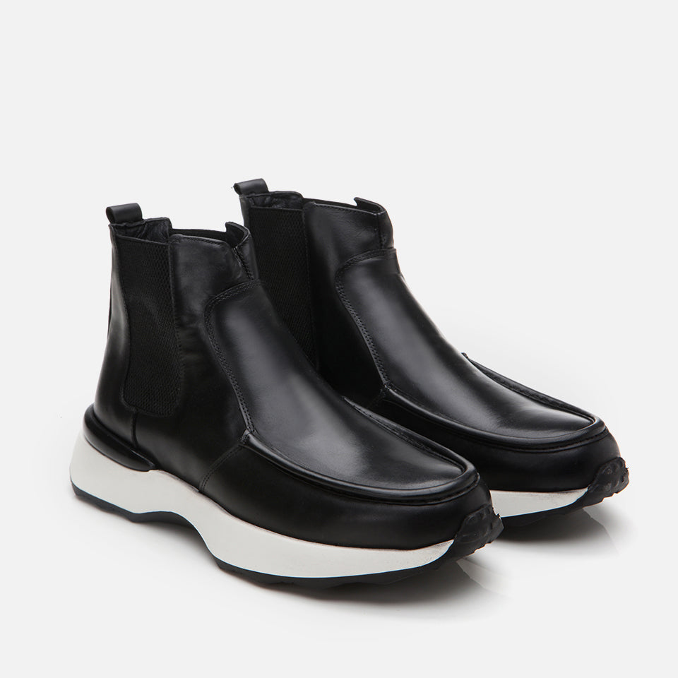 Men’s Genuine Leather Casual Boots - Black