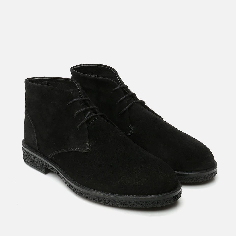 Men’s Genuine Leather Suede Casual Boots - Black