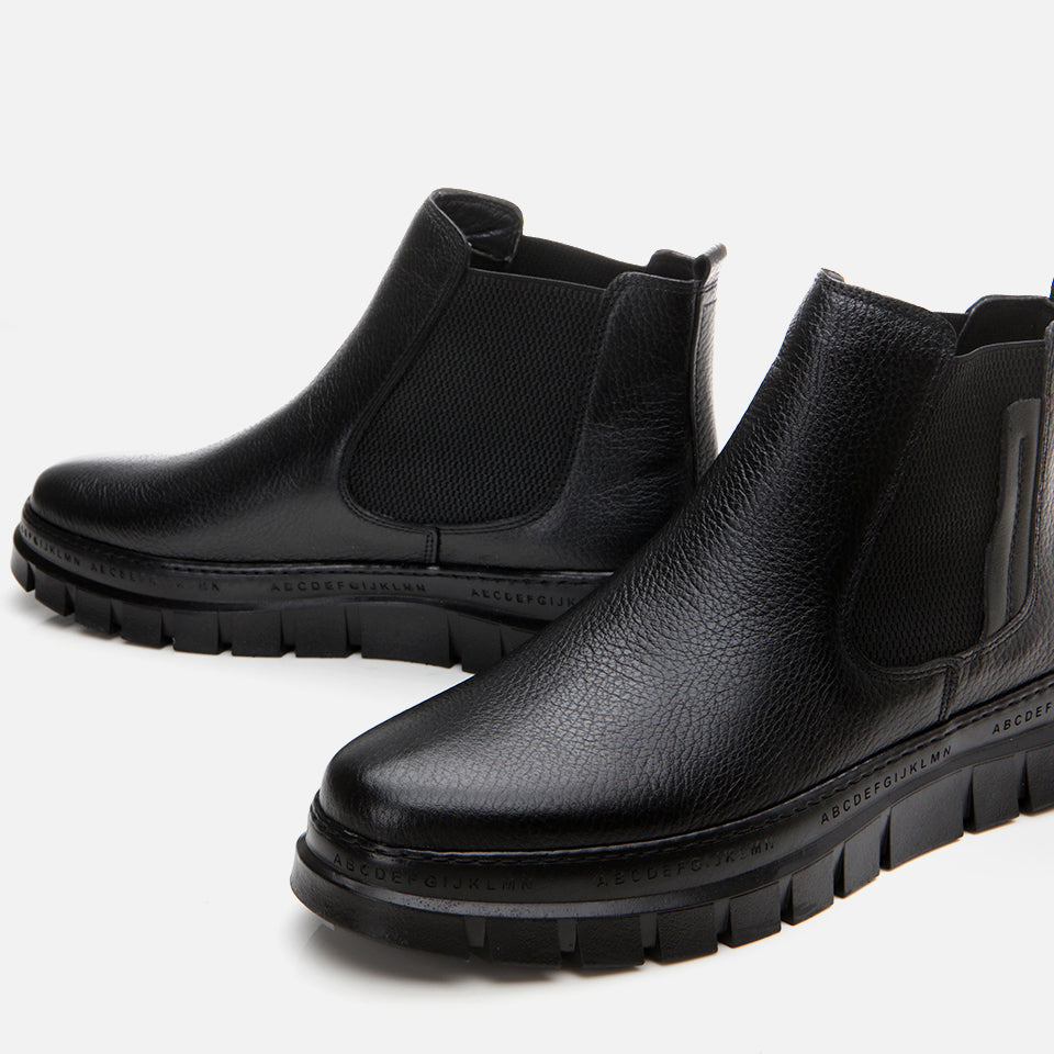 Men’s Genuine Leather Casual Boots - Black