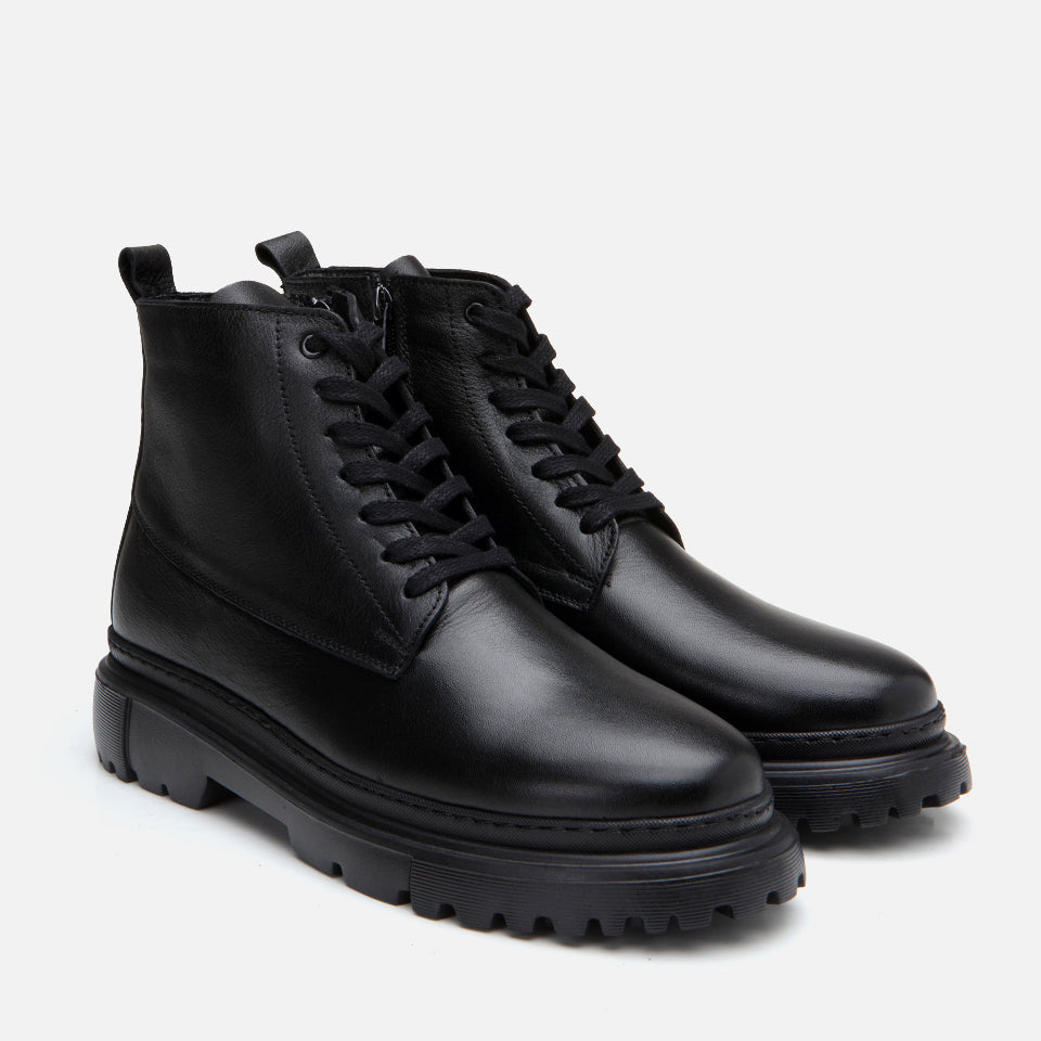 Men’s Genuine Leather Casual Boots - Black