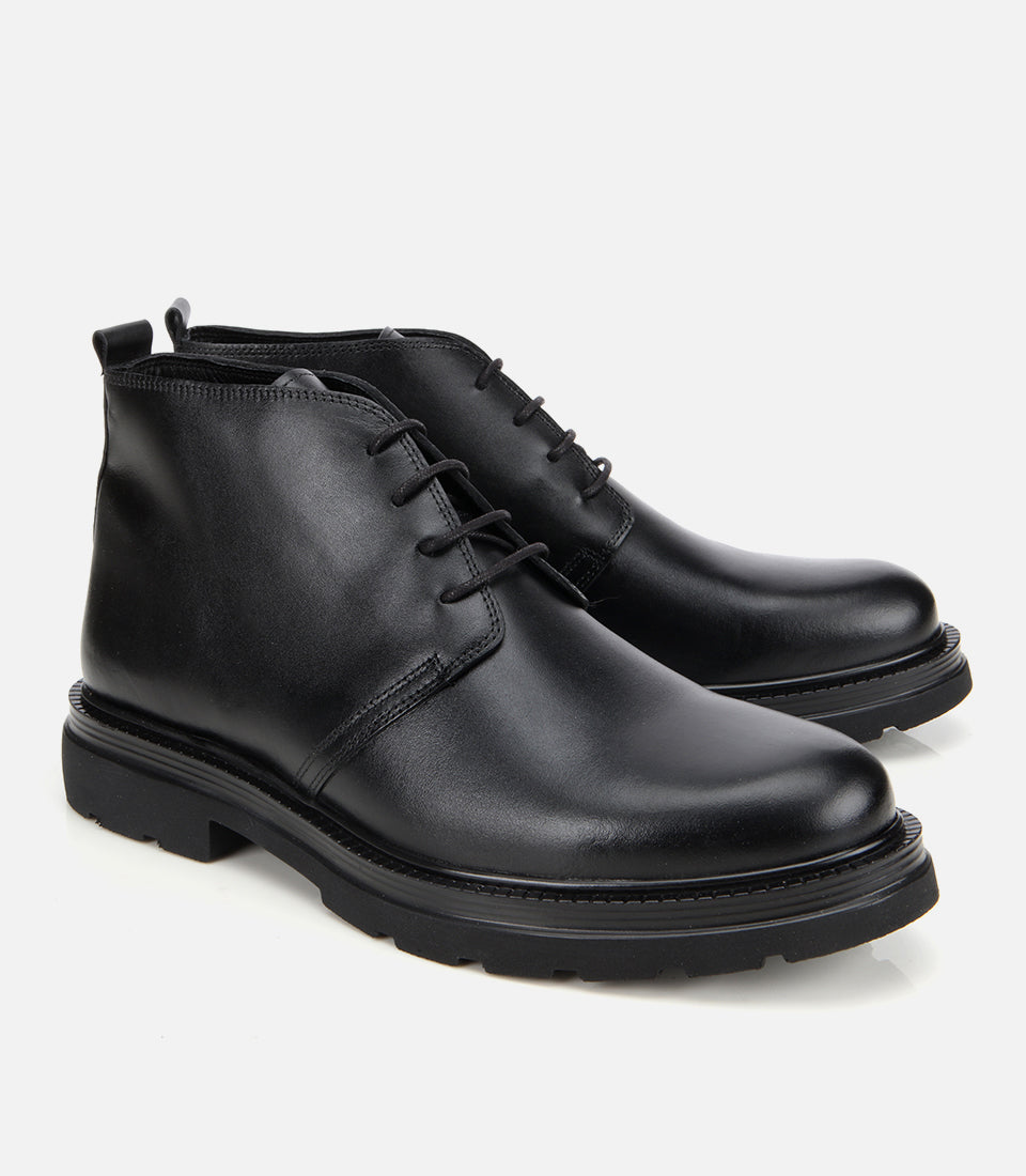 Men’s Leather Classic Lace-Up Boots - Black