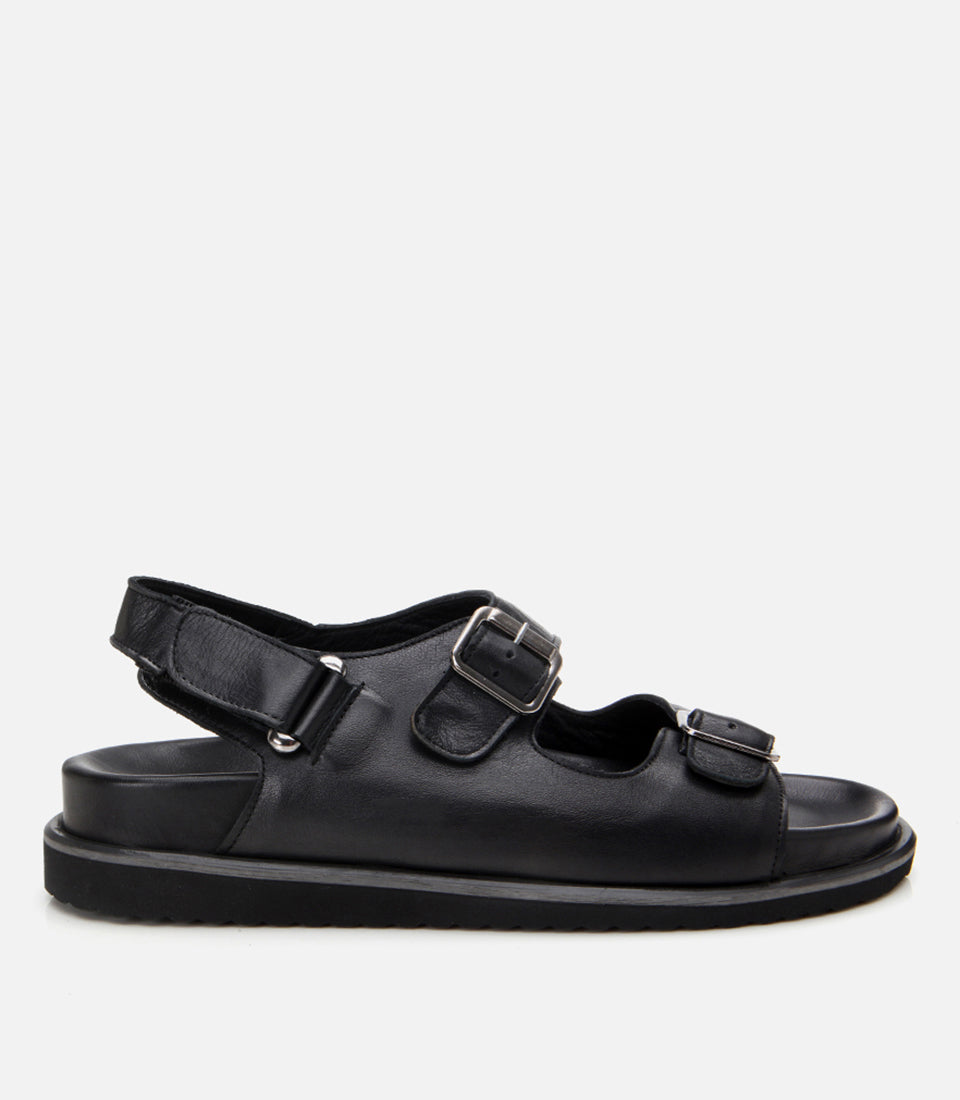 Men's Leather Sandals - Black
