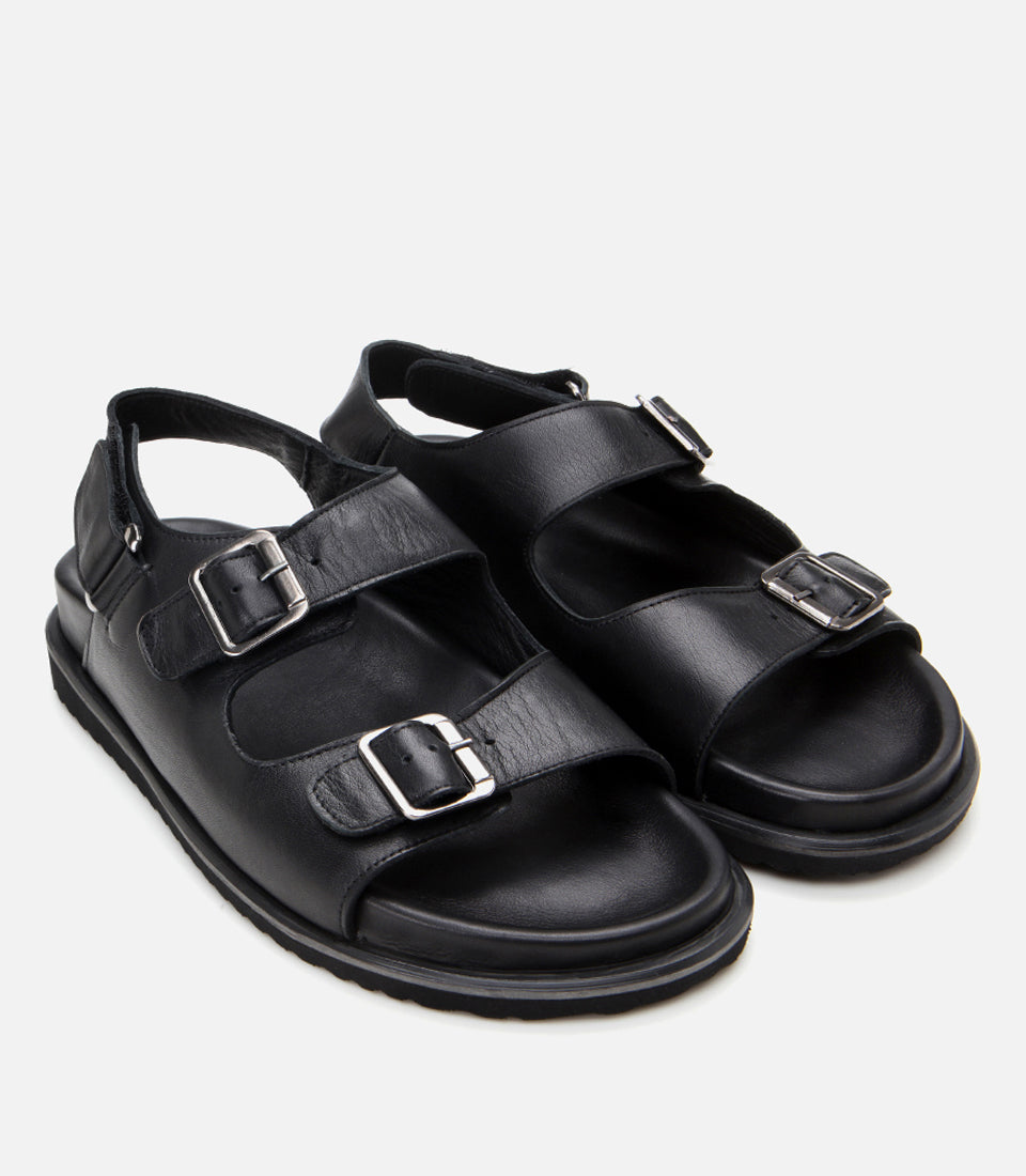 Men's Leather Sandals - Black