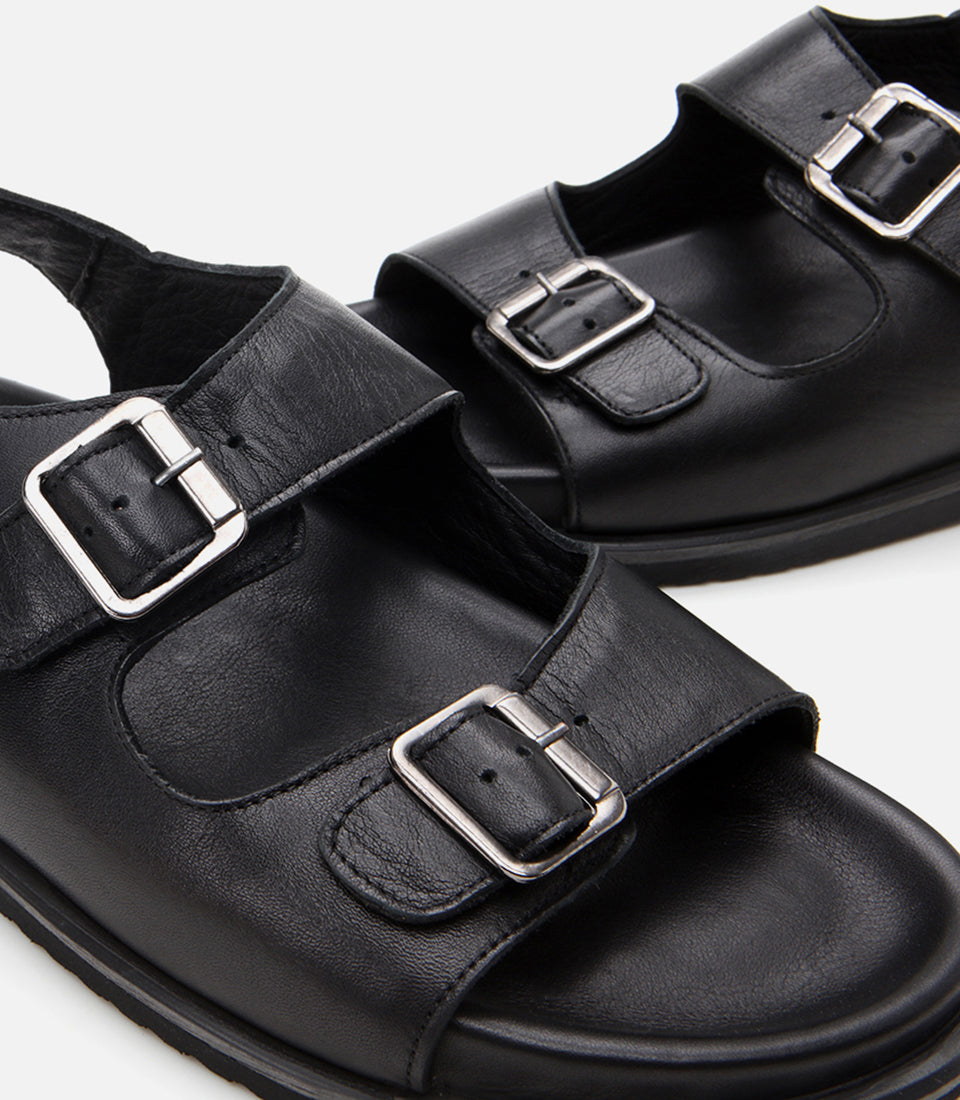 Men's Leather Sandals - Black