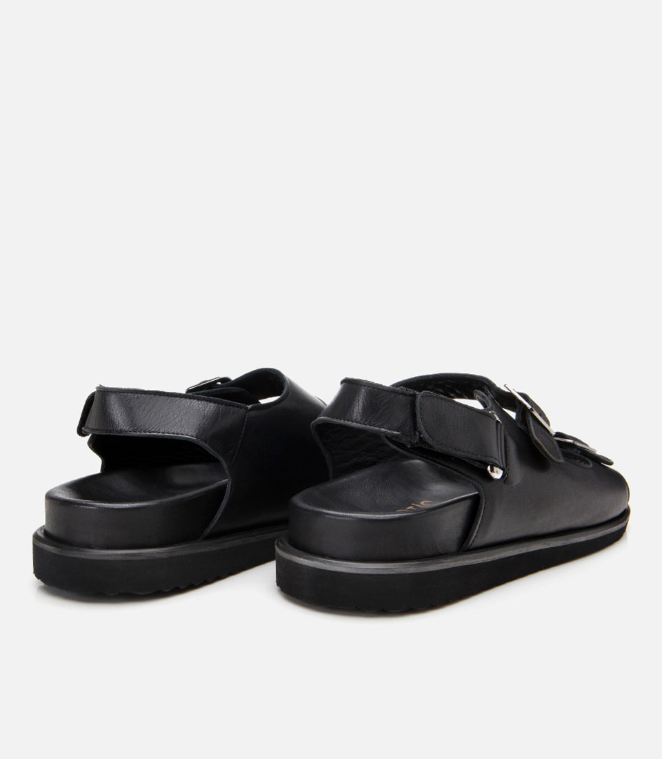 Men's Leather Sandals - Black