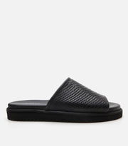 Men's Leather Sliders - Black