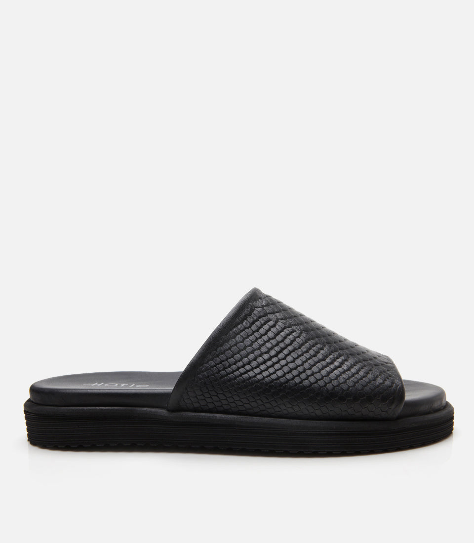Men's Leather Sliders - Black