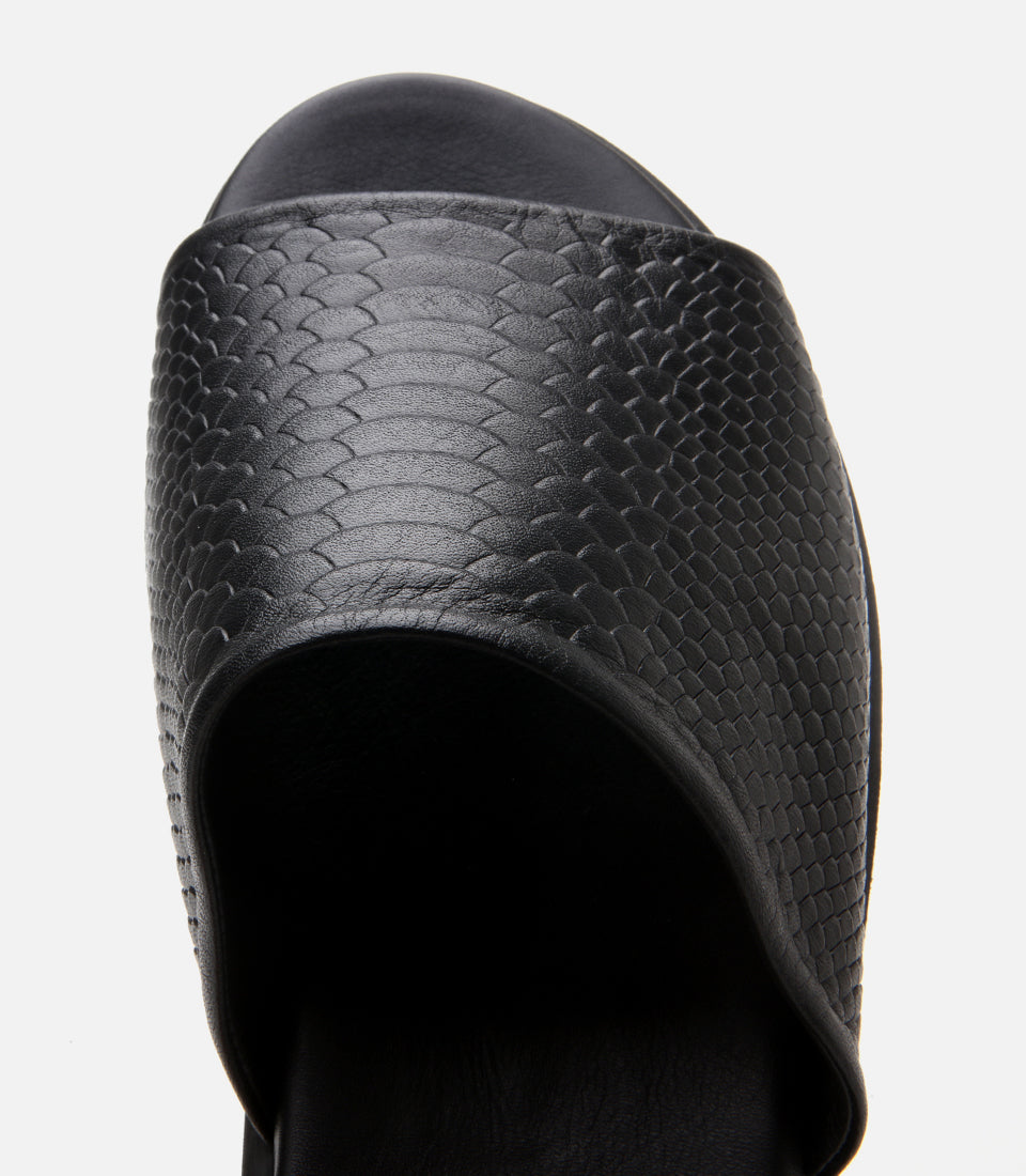 Men's Leather Sliders - Black