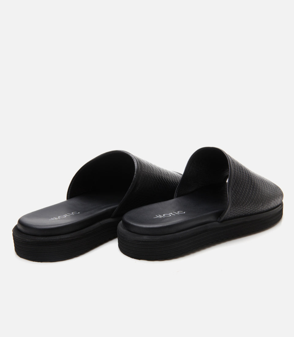 Men's Leather Sliders - Black