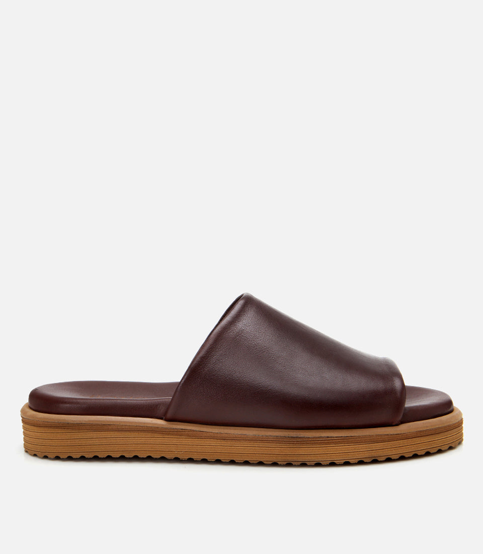 Men's Leather Sliders - Brown