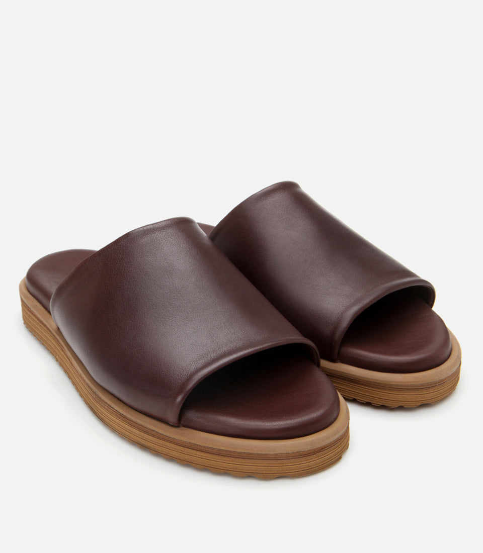 Men's Leather Sliders - Brown