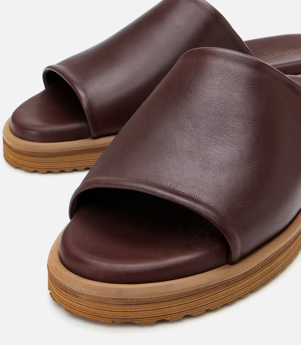 Men's Leather Sliders - Brown