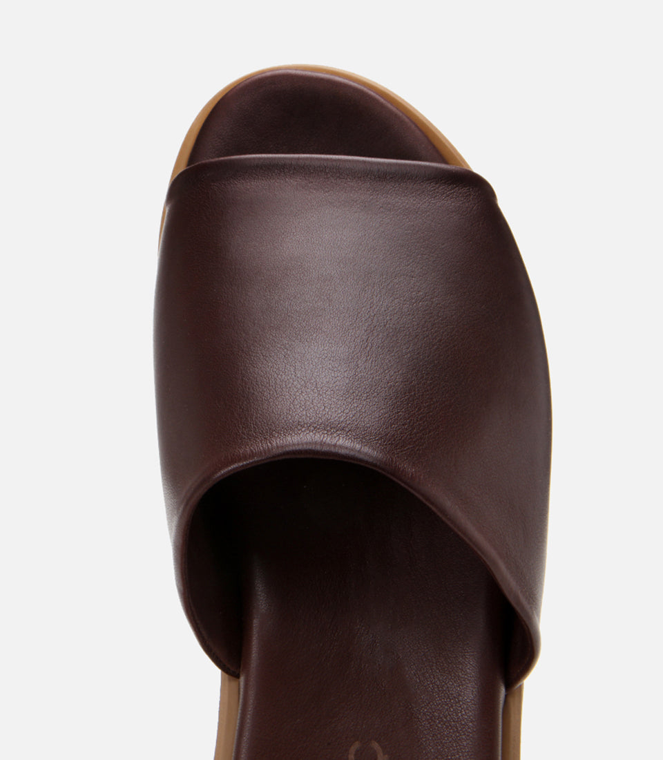 Men's Leather Sliders - Brown